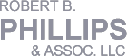 A green background with the words robert b. Phillips & associates in grey letters